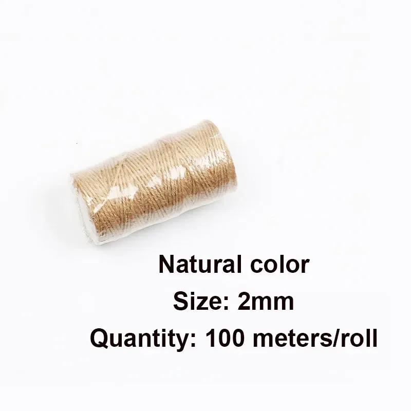 100m/rolo colorido artesanato fio de juta corda de cânhamo natural serapilheira cabo de hessian para diy artesanato arte embrulho de presente - Image 1
