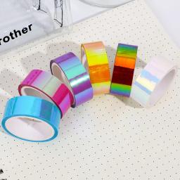 Arco-íris holográfico colorido fita de máscara laser glitter washi fita adesiva decorativa masking scrapbooking álbum papelaria fita - Image 3