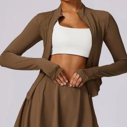 Roupa de treino elástica para mulheres, roupa esportiva, roupa de ioga, esportes fitness, saia curta, roupas de ginástica de mangas compridas, roupas esportivas - Image 3
