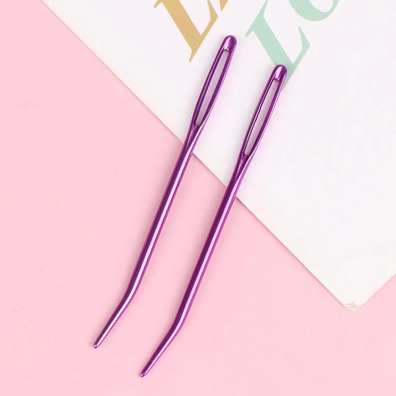 Fios de tricô agulhas para tapeçaria, Agulhas Bent Tip para Crochet, Grande Curva do Olho Agulha Blunt, Agulha de tecelagem, Ferramenta de costura, 2pcs - Image 1