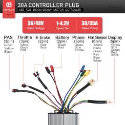 Controlador de Bicicleta Elétrica Brushless KT, Acessórios Kit de Conversão, Plug SM, 36V, 48V, 72V, 15A-50A, 250W-3000W, E-Bike - Image 4