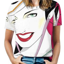 Camiseta feminina gola redonda estilo Nagel, tops casuais de manga curta, camiseta de verão, cultura pop vintage dos anos 80 - Image 1