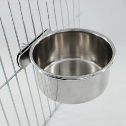 Aves pendurado gaiola tigela de aço inoxidável aves de estimação prato copo anti-volume de alimentação alimentador de alimentos bebendo para periquito lovebird - Image 4