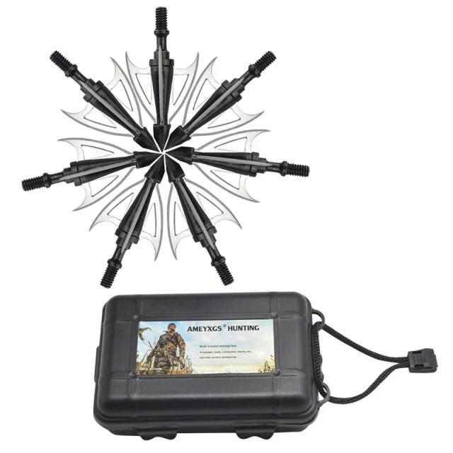 Conjunto de 6 Broadheads para Arco de Caça com Caixa: Ponta de Seta Parafuso para Acessórios de Tiro ao Ar Livre