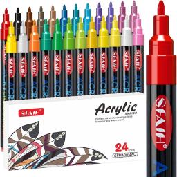 Jupai 24 cores canetas marcadoras de tinta acrílica plumones 1mm ponto extra fino protetor solar à prova d'água kit de arte não desbotada para crianças diy cra - Image 1
