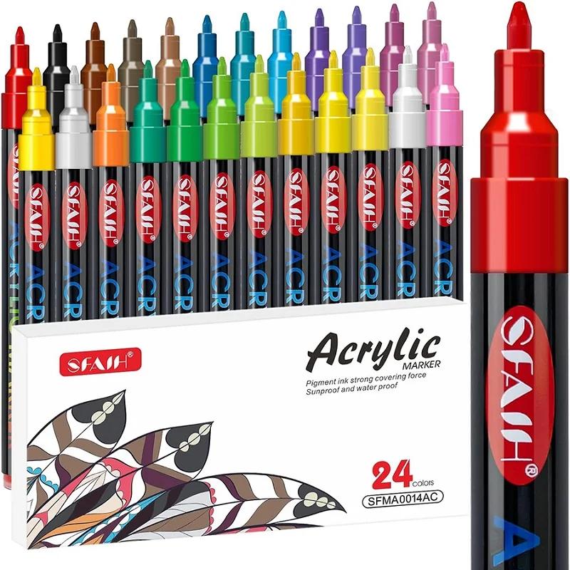 Jupai 24 cores canetas marcadoras de tinta acrílica plumones 1mm ponto extra fino protetor solar à prova d'água kit de arte não desbotada para crianças diy cra - Image 1