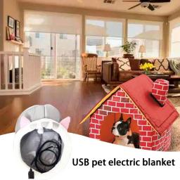 Lavável USB Aquecimento Cama para Animais de Estimação, Caverna aquecida com proteção contra superaquecimento, Aquecedor destacável para cães - Image 2