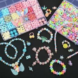 500 pçs diy artesanal frisado brinquedo das crianças criativo solto espaçador contas artesanato fazendo pulseira colar kit de jóias menina brinquedo presente - Image 3