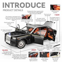 Carro modelo fantasma Rolls-Royce, liga de zinco, brinquedo pull back, carro fundido com som e luz, brinquedos de modelagem realistas 111 - Image 4