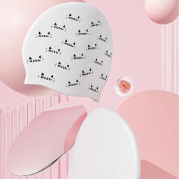 Silicone natação Cap para mulheres, impermeável, grande, elegante - Image 5