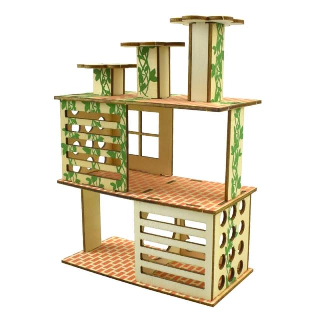 Casa de Escalada em Madeira para Hamsters e Pequenos Animais - 5 Estilos de Esconderijos e Habitats