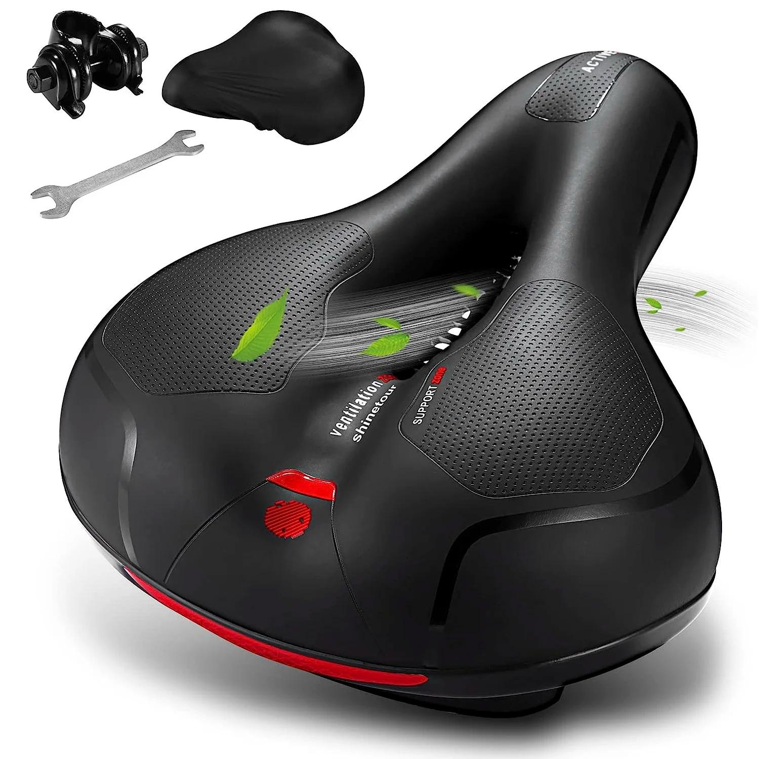 Almofada do assento de bicicleta confortável Bola absorvente de choque duplo Espuma de memória impermeável Almofada do assento de bicicleta larga - Image 1