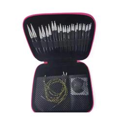 Preto 2.75mm-10mm crochê gancho conjunto de agulhas de tricô intercambiáveis portátil removível camisola circular tricô ferramentas - Image 5