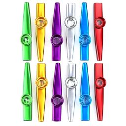 Flautas de metal Kazoo para instrumentos musicais, boa companhia para cavaquinho, violino, guitarra, piano, 6 cores, 12 peças - Image 1