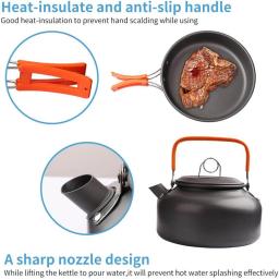 Conjunto de cozinha para acampamento, panelas para viagem, conjunto de piquenique ao ar livre, bule para 2-3 peaple, panelas antiaderentes, conjuntos variados - Image 2