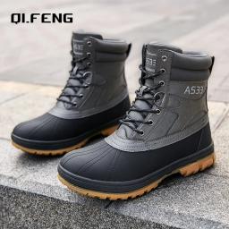 Mais tamanho 47 botas masculinas ao ar livre botas de neve de inverno para homens botas de trabalho de treinamento à prova dwaterproof água antiderrapante manter sapatos de inverno quentes - Image 1