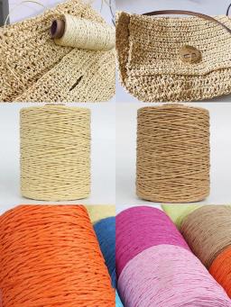 Fios coloridos de 280 metros, fio de palha de ráfia natural para o verão, malha à mão, chapéu de crochê, bolsa, cestas de almofada, material de tricô - Image 1