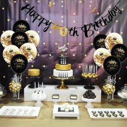 Banner de Aniversário Suspenso, Papel Preto e Dourado, Decoração de Festa de Aniversário, Aniversário, 16, 18, 21, 30, 40, 50, 60 anos - Image 4