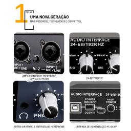 TEYUN-Profissional USB Interface De Áudio, Placa De Som Com Monitor, Gravação De Guitarra Elétrica, 48V Phantom Power Mixer De Som, Q-22 - Image 6