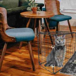 Gaiola de ferro dobrável para gato e cachorro Gaiolas de vedação ao ar livre Indoor Household Pet Suprimentos dobráveis para carros Esgrima de coelho de bebê de transportadora - Image 6