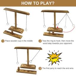 Jogos de Beber para Crianças e Adultos, Ring Toss Games, Fast-paced Handheld Wooden Board Games, Shot Ladder Bundle, Barras ao ar livre - Image 5
