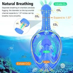 Máscara completa de snorkel facial para crianças, montagem destacável da câmera, visão ampla, anti-nevoeiro, anti-vazamento, mergulho, natação, criança - Image 3