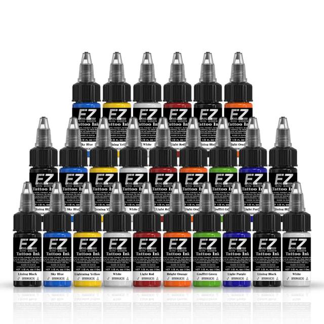 Kit Completo de Tintas Premium EZ para Maquiagem 3D e Tatuagens - 7 e 15ml, 7 e 25 Frascos, Perfeito para Beleza da Pele e Arte Corporal