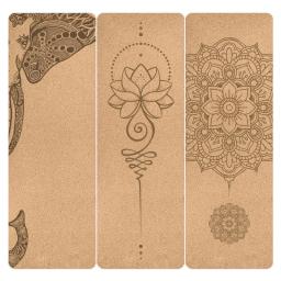 Natural Cork TPE Impresso Yoga Mat com Saco, Antiderrapante Esterilla Pad, Absorvente de Suor, Home Fitness, Ginástica, Pilates, 4mm - Image 1