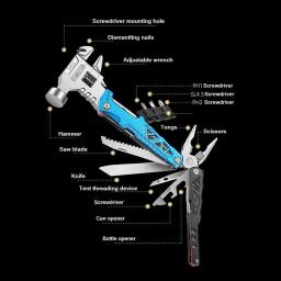 Multitool portátil de sobrevivência tática, 14 em 1, Camping, ferramentas ao ar livre, martelo, chave ajustável, alicate de emergência, novo, 837 - Image 4