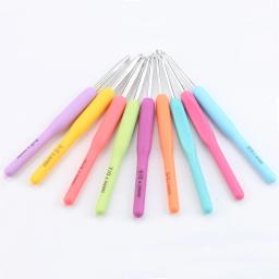 Agulha De Tricô Conjunto Com Punho De Silicone, Gancho De Crochet De Alumínio, Várias Cores, Ferramentas De Costura DIY Sweater, 9PCs, 14PCs - Image 4