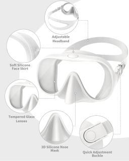 Full Tempered Glass Dry Mergulho Goggles Set, Snorkel Óculos, Equipamento Desportivo Aquático, Equipamento de Mar Profundo, Adulto - Image 6