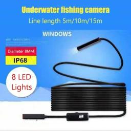 Câmera subaquática HD para Fish Finder, IP67 impermeável, dispositivo de pesca visual, conexão WiFi, telefone celular, tablet, iluminação 8LED - Image 4