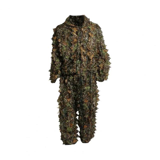Conjunto Ghillie 3D para Caça: Terno de Camuflagem Completo com Jaqueta com Capuz e Calças para Treinamento ao Ar Livre