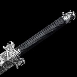 Chinês Kongfu Han Jian Espada, 1060 Lâmina de Aço Carbono, Real Full Tang, Afiado, Pronto Batalha, Dragão de Prata, Arma Wushu, Katana - Image 3