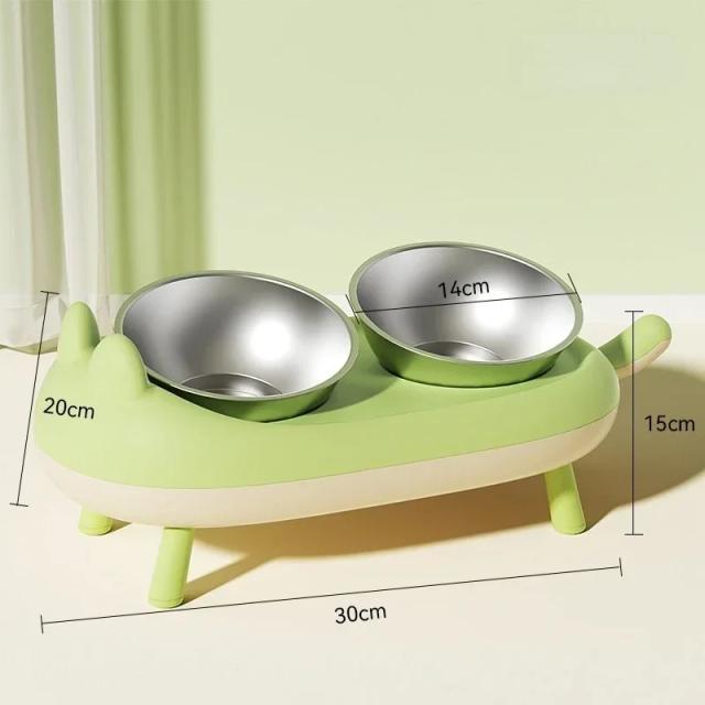 Tigela dupla de aço inoxidável antiderrapante para cães e gatos - Porta-tigela dobrável de grande capacidade para alimentação prática