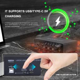 BOMGE-USB Interface de áudio com pré-amplificador de microfone, U202, XLR, TSR, portas TS, 48V, 32 bits, Resolução 192kHz para gravação em computador, Stream - Image 2