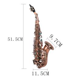 Saxofone soprano vermelho antigo, instrumento de sopro em madeira com estojo, luvas de limpeza, pano de limpeza, escova, alça, maleta - Image 2