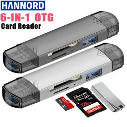 OTG 6 em 1 Tipo C SD TF Leitor de cartão Micro USB Flash Drive Adaptador 5 Gbps Transferência de alta velocidade Leitor de cartão multifuncional - Image 1