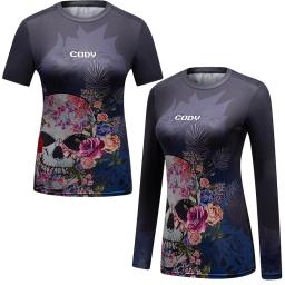 Rashguard feminino mma camiseta novo crânio 3d impresso bjj boxe esporte topos rash guard jiu jitsu camisas kickboxing fitness jerseys - Image 1