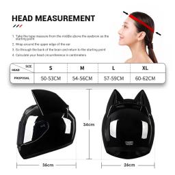 Capacete removível da motocicleta da cara completa para mulheres, DOT aprovado, equitação exterior, orelha do gato - Image 2