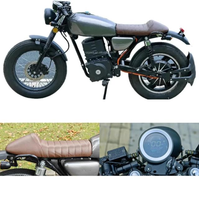 Motocicleta Elétrica Retro CG 72V 3000W 5000W Pneus 12" 70km/h Adulto