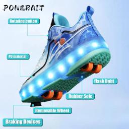 Crianças 2 Rodas Com LED Patins Sapatos Moda 2-em-1 Tênis Com Rodas Patinação de Esportes para Crianças Sapatos de Dupla Finalidade - Image 2