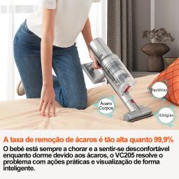 (Código promocional: NEW888)Aspirador de Pó Portátil Sem Fio ABIR VC205, 27000PA, Sensor de Poeira Inteligente, Tela de Toque LED, Controlo Automático de Velocidade, Eliminador Portátil de Ácaros - Image 3