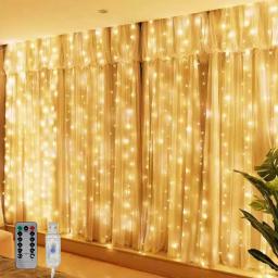 LED Fairy Curtain Garland com controle remoto, festão luzes, decoração de Natal, ano novo, festa de casamento, 3m, 300 - Image 3