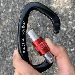 Em forma de D Mosquetão para Montanhismo, Mosquetão para Escalada, Segurança Parafuso Mestre, Fivela de Bloqueio, Equipamento Escalada, 25KN, 4PCs - Image 3