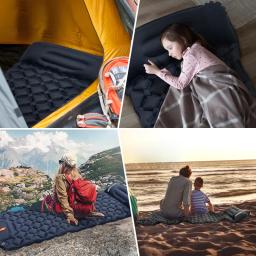 Almofada de dormir ao ar livre acampamento colchão inflável bomba embutida ultraleve almofada de ar esteira de viagem com encosto de cabeça para viagens caminhadas - Image 6