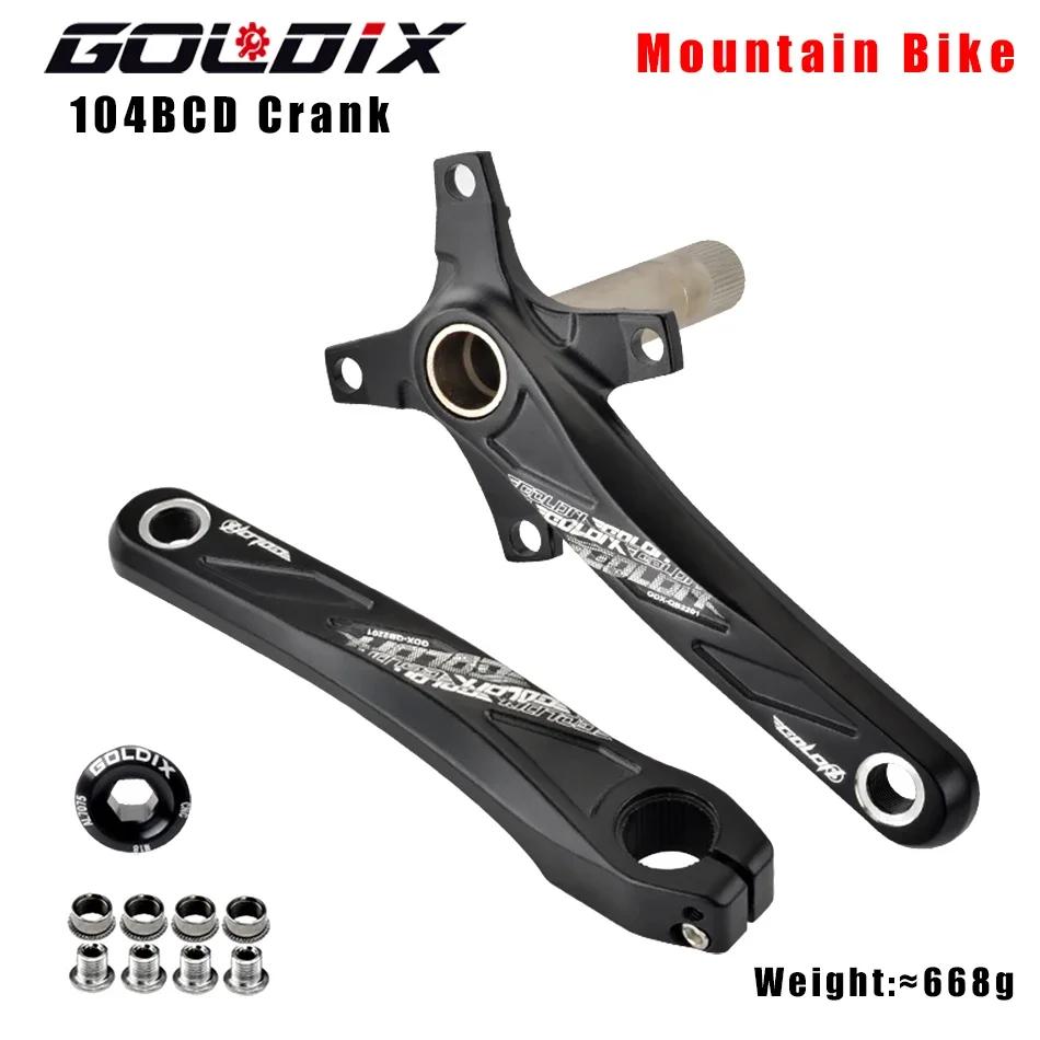 Goldix 104bcd dentes largos e estreitos pedaleira de bicicleta 170/175mm manivela redonda/oval anel de corrente 32t/34t/36t/38t pedaleira de bicicleta - Image 1