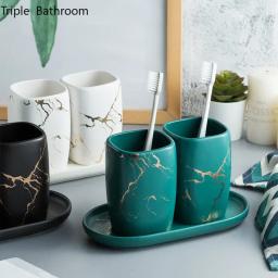 Caneca com copo de cerâmica nórdico, conjunto de presentes, suporte de escova de dentes, armazenamento, caneca para dentes, acessório para banheiro - Image 2