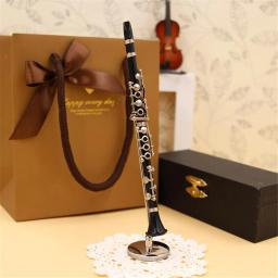 Mini Clarinete Modelo Instrumento Musical Miniatura Desk Decor Display Com Caixa De Couro Preto + Suporte Dropship - Image 4