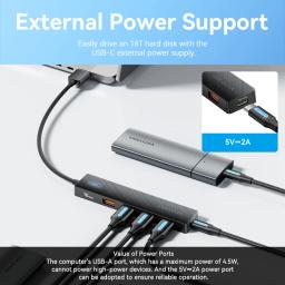 Vention usb 3.2 gen2 hub 5 portas divisor 10gbps usb a tipo c hub adaptador multiport para macbook ipad portátil expansão pc desktop - Image 6